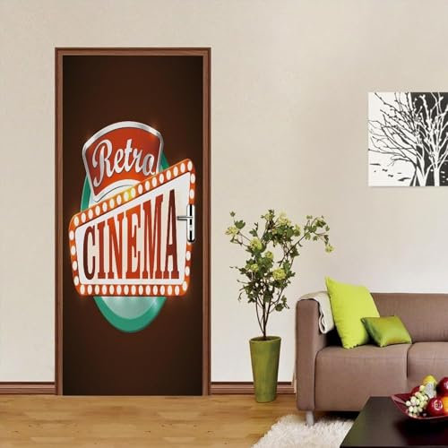 3D Sticker De Porte Signe Lumineux 90 X 210 Cm Photo Mural Trompe L'Oeil Effect Stickers Muraux Pvc Imperméable Papier Peint Pour Chambre Salle De Bain Cuisine Décoration Porte Murale 0