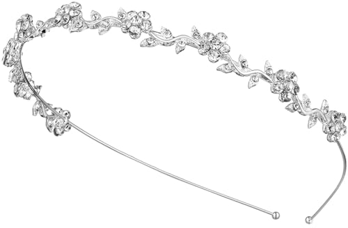 XBFOCNH Tiara Silber Kristall Crown Diadem hochzeit Diadem krone Kristall Tiara Braut-Stirnband Diadem mädchen Tiara für Geburtstag Hochzeit Festzug Abschlussball Party (Silber)