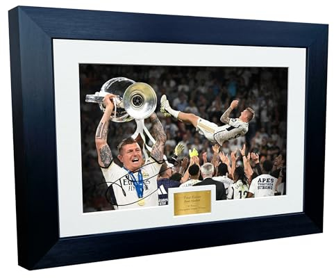 30,5 x 20,3 cm A4 Toni Kroos Real Madrid 6 Times Champions League Gewinner 2024 Gewinner Feier signiert Foto Bilderrahmen Fußball Fußball Poster Geschenk