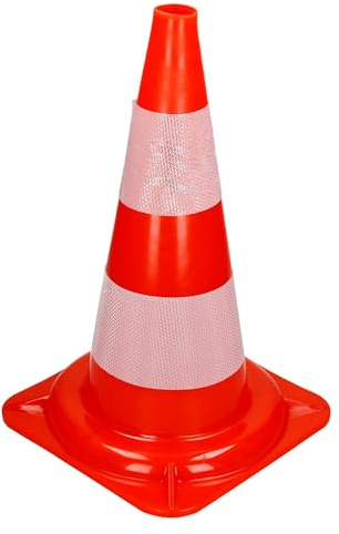 ECD Germany 1 Stück Verkehrskegel Pylone 47 cm, Orange-Weiß, Verkehrsleitkegel mit 2 reflektierenden Streifen, stapelbar & flexibel, Warnleitkegel Warnkegel Leitkegel Verkehrshütchen Markierungskegel