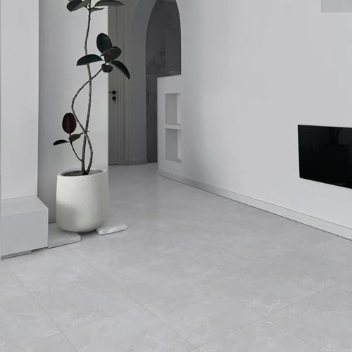 Irisroom PVC Bodenbelag Selbstklebend Wasserdicht Vinylboden Selbstklebend Bodenbelag für Wohnzimmer Schlafzimmer Küche und Badezimmer Bodendielen Hellgrau 30x15cm, Dicke 1.0 mm 52 Stk