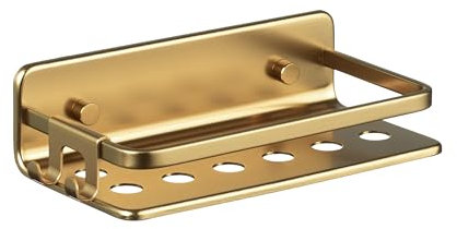 Tatay Estanteria Ducha Sin Taladro Rectangular Aluminio | Incluye Tornillos y Sistema Fijación Quick Fix | Resistencia Humedad | Moderno | Fácil Drenaje | 10 x 5,5 x 20 cm - Modelo Serenity - Oro