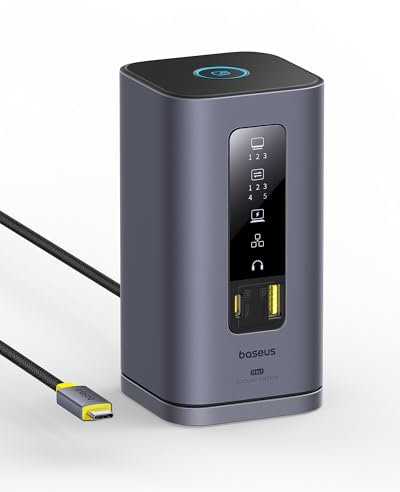 Baseus Spacemate - Estación de acoplamiento USB C, 11 en 1, [Displaylink para MacOS], 3 monitores 4K, 10 Gbps USB-C/A, 100 W PD, Ethernet, audio, para M1/M2/M3/Win