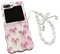 PIQIUZC for Samsung Galaxy Z Flip 5 Case with Pearl Chain,Cute Pink Bow for Galaxy Z Flip 5 Phone Case,Butterfly Bowknot Oil Painting Pattern Protect Cover (With chain)
