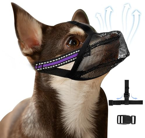 Maulkorb für Hunde Weicher Netzmaulkorb Atmungsaktiver Mesh für Kleine Hunde Reflektierende Einstellbare Hundemaulkorb zum Verhindern Fressen Lecken Bellen Ermöglicht Hecheln und Trinken (XS Schwarz)