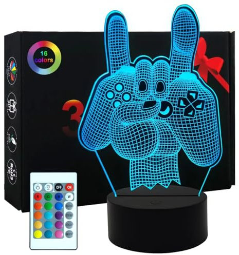 Lampada Gaming, Lampada 3D Gamings 16 Variazioni di Colore con Telecomando + Touch per Room Decorazione, Gaming Regalo Ragazzo Bambini Fans Gamer Bambino Uomini Ragazza