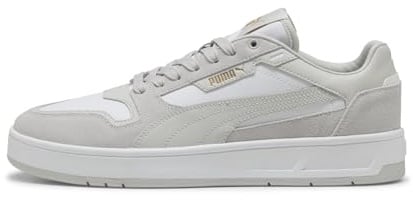 PUMA Erwachsene Court Classic Sneakers aus Wildleder 44, White Glacial Gray Gold