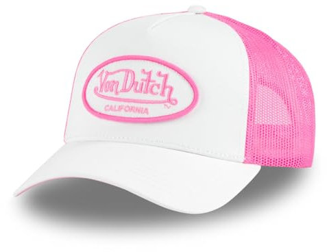Von Dutch Kappe für Damen & Herren, verstellbar, Trucker-Kappe, Neon, Weiß/Neonrosa, One size