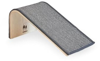 Petrebels Design Kratzbrett für Katzen, Kratzteppich Selbstbeschäftigung aus Holz mit Natur-Sisalteppich, Archie 38 x 23 x 17 cm, Farbe Grau