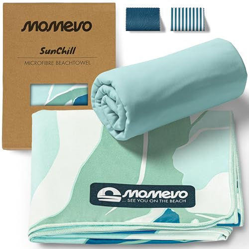 Momevo SunChill - Serviette en microfibre - Serviette de sport compacte, serviette de voyage, serviette de plage - Séchage rapide et légère pour la plage, le sport, la fitness, la sauna