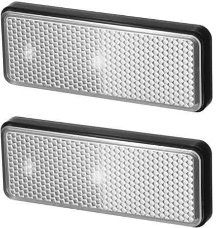 SynHHergyx 2 Stück Weiß Rechteck Reflektor 8.8x3.4cm Selbstklebend Katzenaugen Reflektor für Fahrrad, Anhänger, LKW, RV, Torpfahl, Zaun