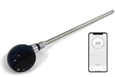 Elemento calefactor eléctrico inteligente Wifi para toalleros y radiadores con pantalla táctil LED Termostato/temporizador de bajo consumo (UE) (Negro, 300w)