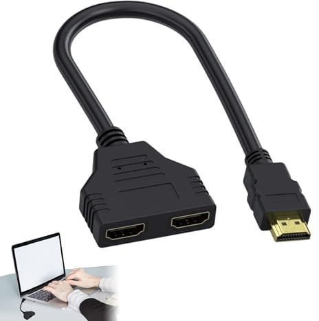 1 sdoppiatore HDMI 1 in 2 uscite, 0,3 m, adattatore multiplo HDMI con risoluzione 1080p, cavo HDMI per doppio monitor, PC, laptop, PS4, Xbox, lettore Blu-ray, proiettore, TV (nero)
