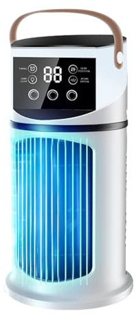 Climatiseur Mobile,4en1 Avec Déshumidificateur,Climatiseur Portable,9 Vitesses,Veilleuse 7 Couleurs,Ventilateur Et Mode Nuit - Silencieux,1-8H Minuteur,Mini Clim pour Chambre, Bureau, Camping (Blanc)