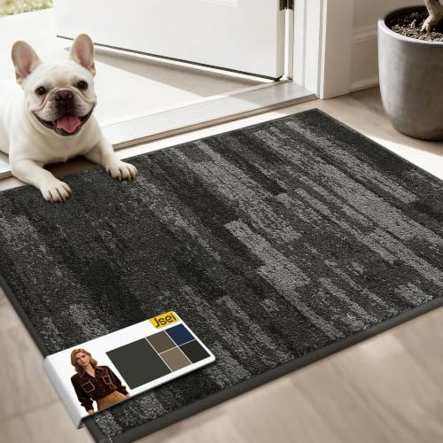 JSEI Fußmatte Innen, rutschfeste waschbare Schmutzfangmatte, 50x80cm Grau | Rutschfeste Fußmatte, Waschbare Schmutzfangmatte, TPR-Rücken, Für Eingang und Flur