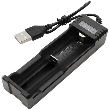 Adjustable Battery Charger with USB Smart Universal 1-Bay Charger Universal Lithium 18650 Battery Charger for 3.7V Li-ion 10440 14500 16340 16650 14650 13350 18500 18650