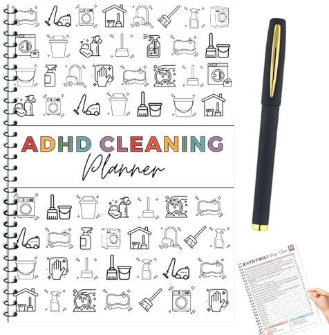 ADHD Cleaning Planner, Household Plan Cleaning Schedule with Pen, ADHD Planner and Checklist, Household Cleaning Daily Weekly Monthly DIY Home Improvement
