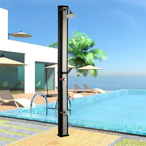 Douche extérieure autoportante avec température réglable et tête pivotante, parfaite pour le jardin, la piscine et la plage
