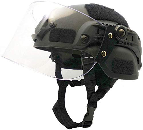 Taktischer Airsoft Mich 2000 ACH Helm,Mit Transparentem Visier NVG-Halter Und Seitenschienen für Airsoft Paintball CS Kriegsspiele im Freien