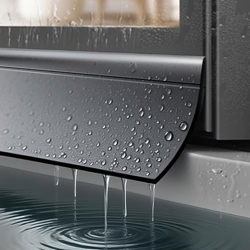3m/5m/10m Window Outer Edge Rain Shield,Self Adhesive Weather Bar,35mm 45mm Width Waterproof Weather Bar,Blocks Water Intrusion(Black,35mm*3M)