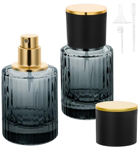 LOPHE 30ml Perfume Atomiser, Refillable Glass Spray Bottles, Frosted Travel Perfume Bottle with Funnel & Tools, Fine Mist Portable Fragrance Atomizer Set, 2-Pack