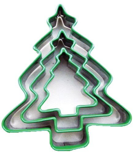 Eddingtons Set of 3 Christmas Tree Shape Cutters with Green Tops