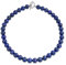 Bling Jewelry Collier ras du cou en perles rondes de 10 mm en lapis-lazuli bleu foncé classique simple occidental pour femmes avec fermoir plaqué argent de 15 pouces.