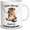 TRIOSK Tasse Katze lustig mit Spruch Halte Durch Katzenmotiv Geschenk für Arbeit Büro Katzenliebhaber Frauen Freundin Kollegin, Keramik 300ml