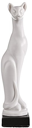 danila-souvenirs Dekorative marmor Statue Figur Skulptur stehende weiße Katze 13 cm