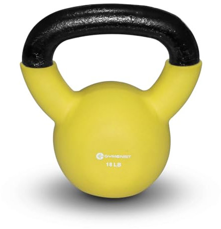 GYMENIST Kettlebell Fitness Iron Weights with Neoprene Coating Around The Bottom Half of The Metal Kettle Bell (18 LB)