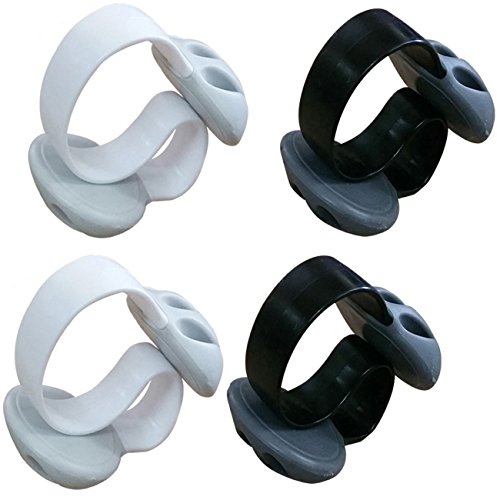 Condello Casa Desk Cable Drop Clips Non-Adhesive, Table Cord Stay Holder Weighted, Small Wire Management Clamp Removable, Silicone Tidy Organizer Keeper for Phone Computer Chargers (2 Black+2 White)