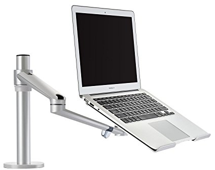 ThingyClub® Adjustable Aluminium Universal Single Laptop Notebook or Tablet Desk Mount Arm Stand Bracket with Tilt and Swivel (Single Laptop - Silver)