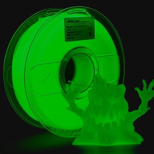 AMOLEN PLA 3D Drucker Filament, Glow in the Dark Filament 1.75mm, Sauber Gewickeltes Filament, Kompatibel Mit 3D FDM Druckern, Maßgenauigkeit +/- 0.02 mm, 1KG Spule(2.2Pfund)