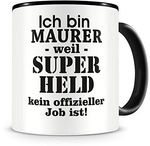 Samunshi® Maurer Tasse mit Spruch Geschenk für Maurer Mann Frau Kaffeetasse groß Lustige Tassen zum Geburtstag schwarz 300ml