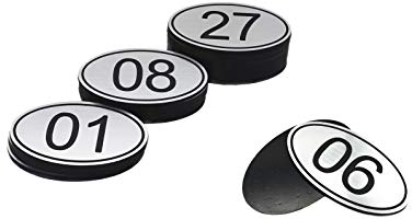 Tischnummern, oval, mit Gravur, 30 x 50 mm 1 to 50 silber
