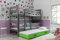 Interbeds Etagenbett Hochbett Eryk 3 (für DREI Kinder) 90x200cm Farbe: GRAU Kinderbett mit Lattenroste und Matratzen (grau + grüne Schublade)