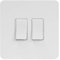 Soho Lighting White Metal Flat Plate 2 Gang Intermediate Light Switch White Insert Screwless