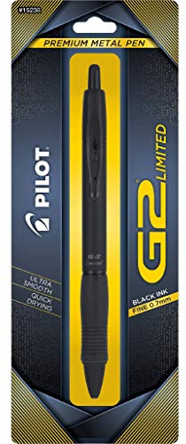 Pilot G2 Limited Refillable & Retractable Rolling Ball Gel Pen, Fine Point, Matte Black Barrel, 0.7 mm, Black Ink, Single Pen