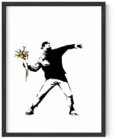 HAUS AND HUES Banksy Flower Thrower Wandkunst Graffiti Art Drucke Kunst Wanddekoration Wandposter Modern Pop Poster ungerahmt 30,5 x 40,6 cm (Banksy Thrower)