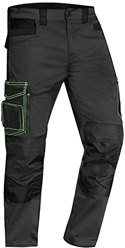 ACE Genesis Pantalones de Trabajo para Hombres - Pantalones Cargo con Cintura Elástica - Multibolsillos - Gris - 52