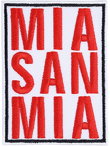 Mundart Aufnäher Mia san Mia Bayern Aufbügler/Patch zum annähen/aufbügeln | Jeans Flicken/Bügelbild/Abzeichen Bayrische Mundart | Oktoberfest Applikation für alle Stoffe | 60x80mm