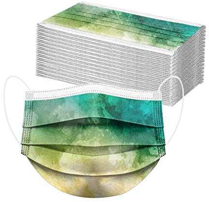 DeaAmyGline 50 Stück Einweg,3-lagig Vliesstoff,Mund-Nasen-Schutz,mit Bunt Motiv,Atmungsaktive,Multifunktionstuch Halstuch Bandana für Erwachsene (A024, 50)