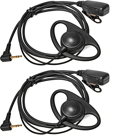 HYSHIKRA 1 Pin 2.5mm Walkie Talkie Earpiece with Mic D Shape Headset Compatible with Motorola TLKR T92 H2O T60 T80 T82 Extreme 2 Way Radio (2 Pcs)