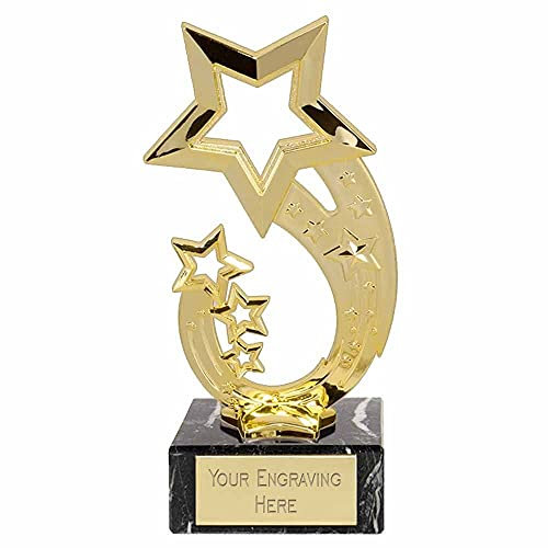 TROPHIESPLUSMEDALS Personalised Rising Star Trophy - 17.5cm | Medium 7 Gold Achievement Award Winner Trophies for Work, Sports, School & Games Reward | Includes Free Metal Plate Engraving