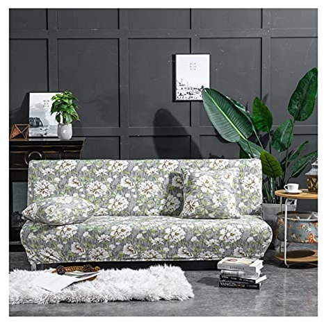 AMDXD Sofaüberwürfe, Blumen Stretch Anti-Rutsche Sofaüberzug Geeignet für 1/2/ 3/4 Sitzsofa und Ecksofa, in Polyester, Anti-Rutsch, Elastischer, Grau Beige, Groß 195-225CM, Stil 6
