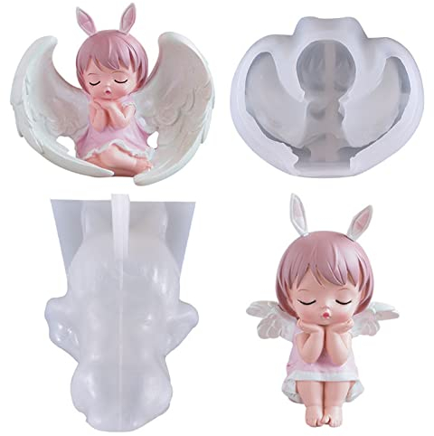 TROYSINC Lot de 2 moules en silicone en forme d'ange avec ailes, ailes d'ange 3D en silicone - Décoration pour gâteau fondant ou chocolat