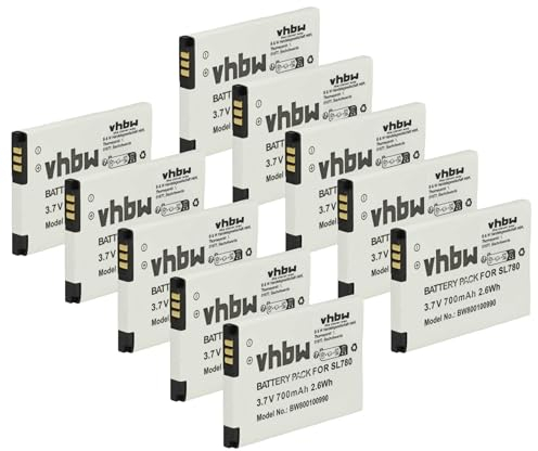 vhbw 10x Akku kompatibel mit Unify OpenStage SL6, SL400, SL450 schnurlos Festnetz Telefon (700 mAh, 3,7 V, Li-Ion)