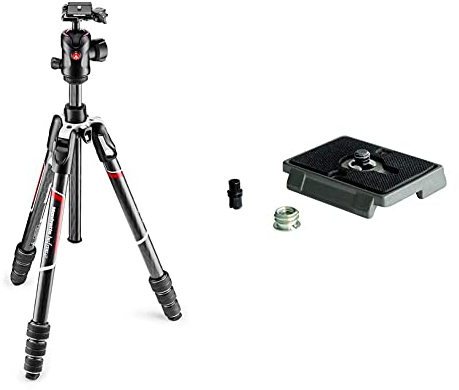 Manfrotto Befree Advanced GT, Kit Trépied Appareil Photo avec Rotule Fluide et Compact & 200PL, plaque de dégagement rapide avec vis 1/4 pouce, compatible avec DSLR, appareil photo compact,sans miroir