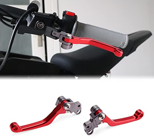JESTOP Dirt Bike Kupplungs- & Bremshebel-Set, 6061 Billet Pivot verstellbar für Sur Ron Light Bee Segway X260 X160, klappbar links & rechts (rot)