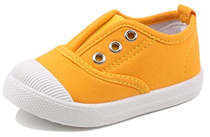 DEBAIJIA Bebé Zapatos 2-5 Años Lona Zapatillas de Deporte Casual Suave Suela de Moda Antideslizantes Transpirables Ligeros Niñas Niños EU 24 Amarillo(Tamaño Etiqueta 24)